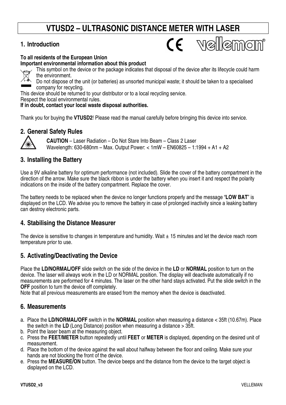 Velleman VTUSD2 User Manual | 15 pages