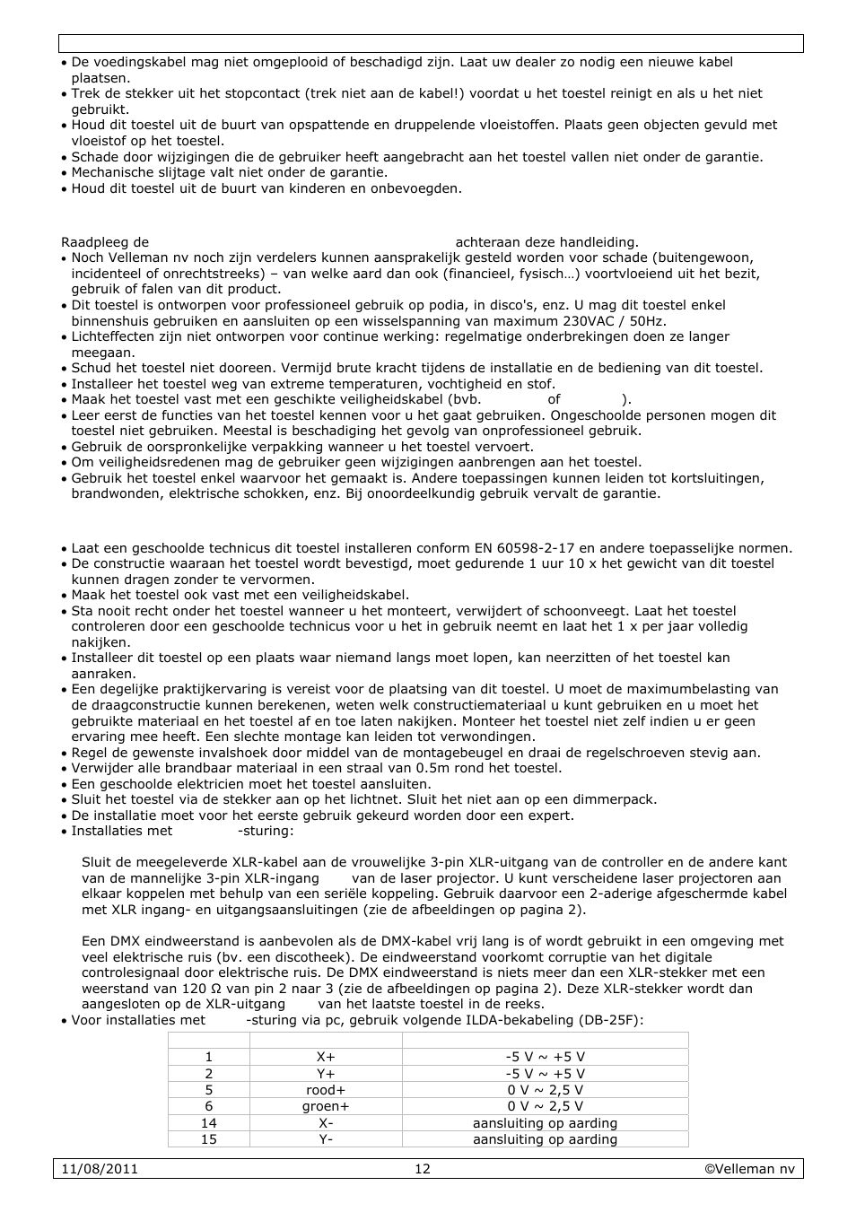 Algemene richtlijnen, Het toestel monteren en aansluiten | Velleman VDP2301RGVLD10 User Manual | Page 12 / 45