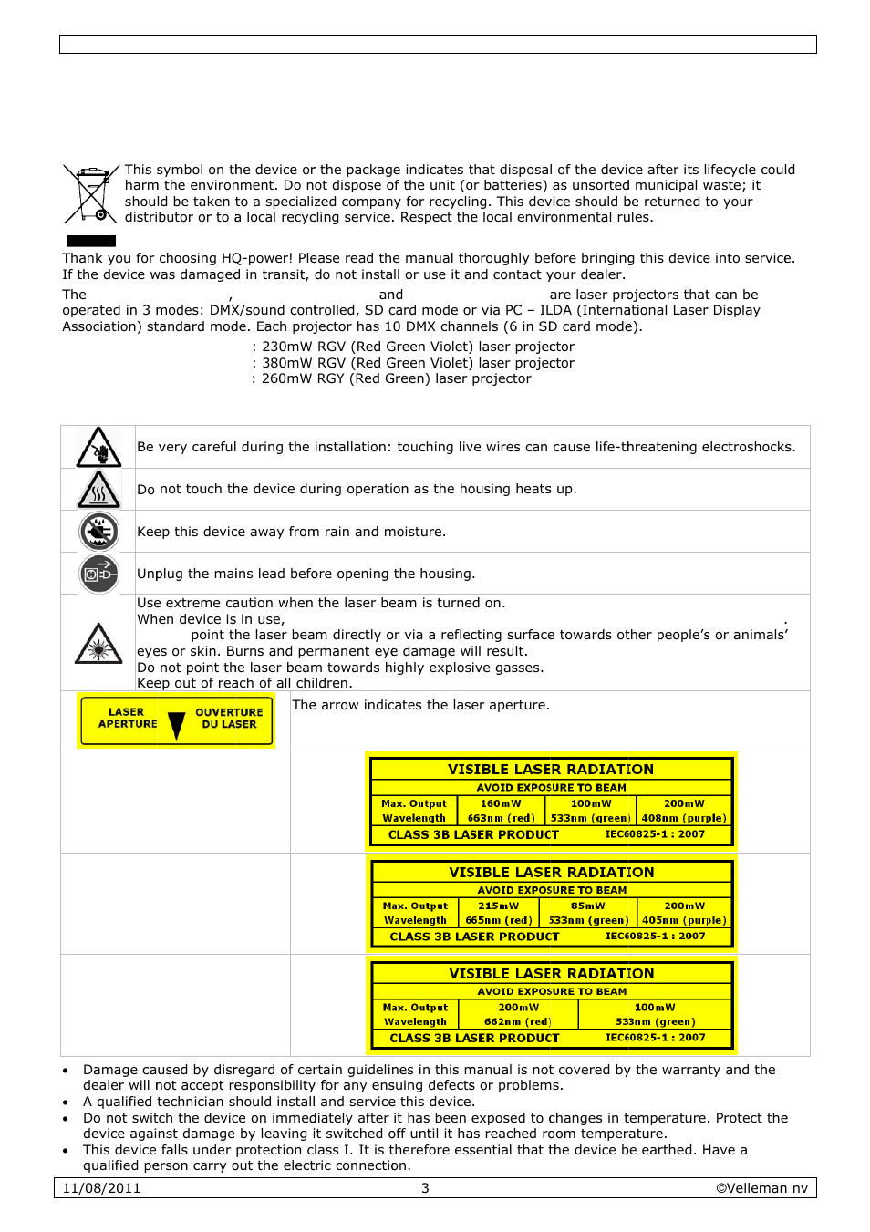 User manual, Er man, Introdu | Safety i, Uction, Instruct, Ions | Velleman VDP2301RGVLD10 User Manual | Page 3 / 45