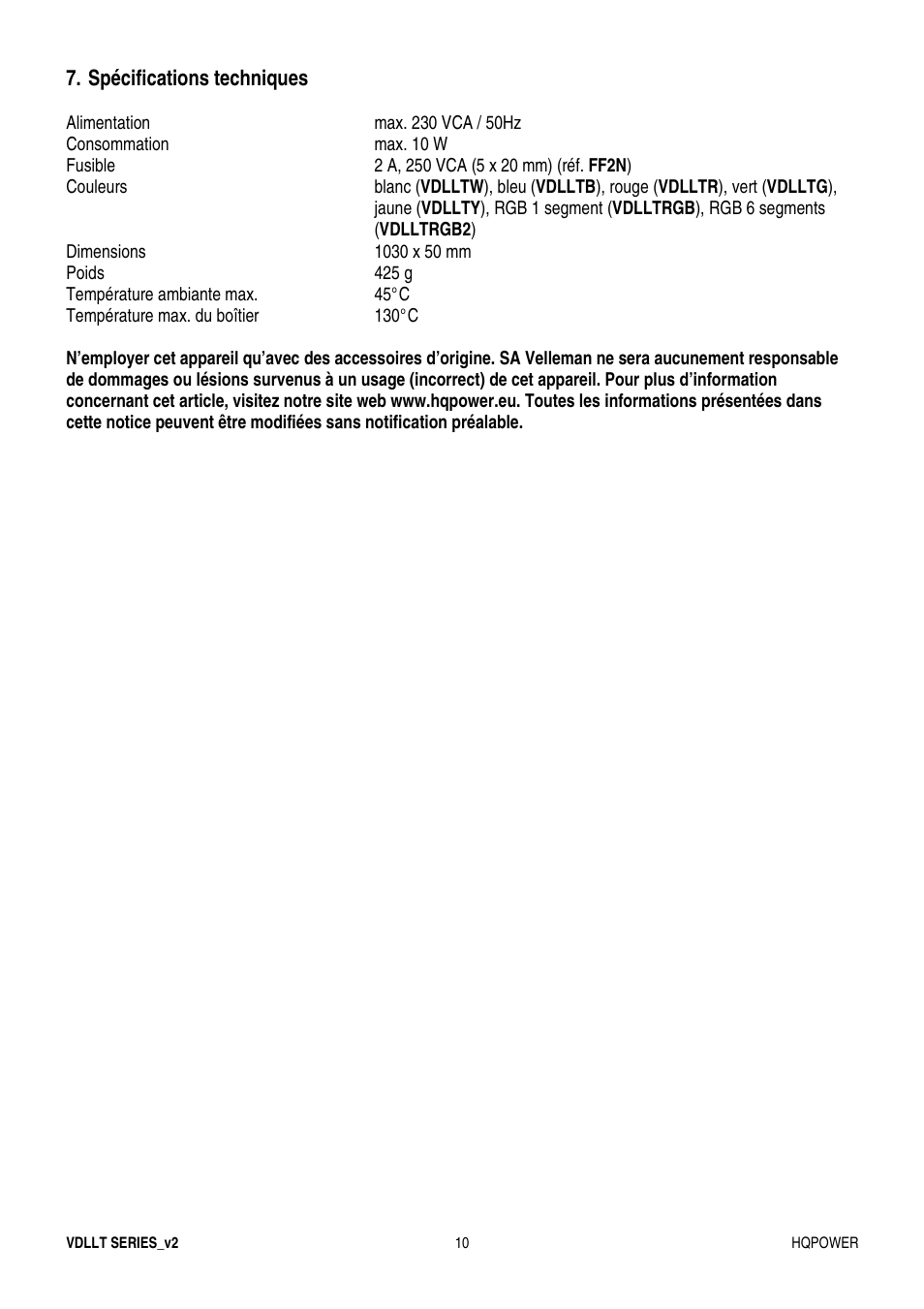 Velleman VDLLT series User Manual | Page 10 / 16