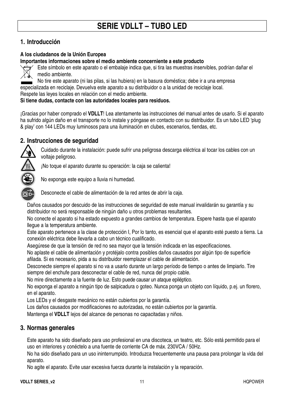 Serie vdllt – tubo led | Velleman VDLLT series User Manual | Page 11 / 16
