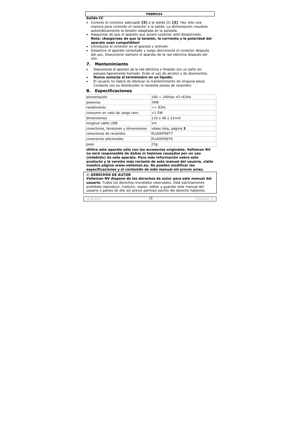 Velleman PSSMV24 User Manual | Page 15 / 23