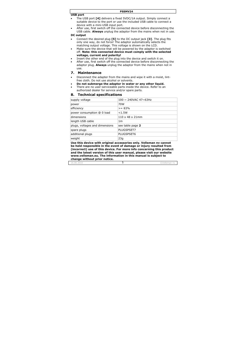 Velleman PSSMV24 User Manual | Page 5 / 23