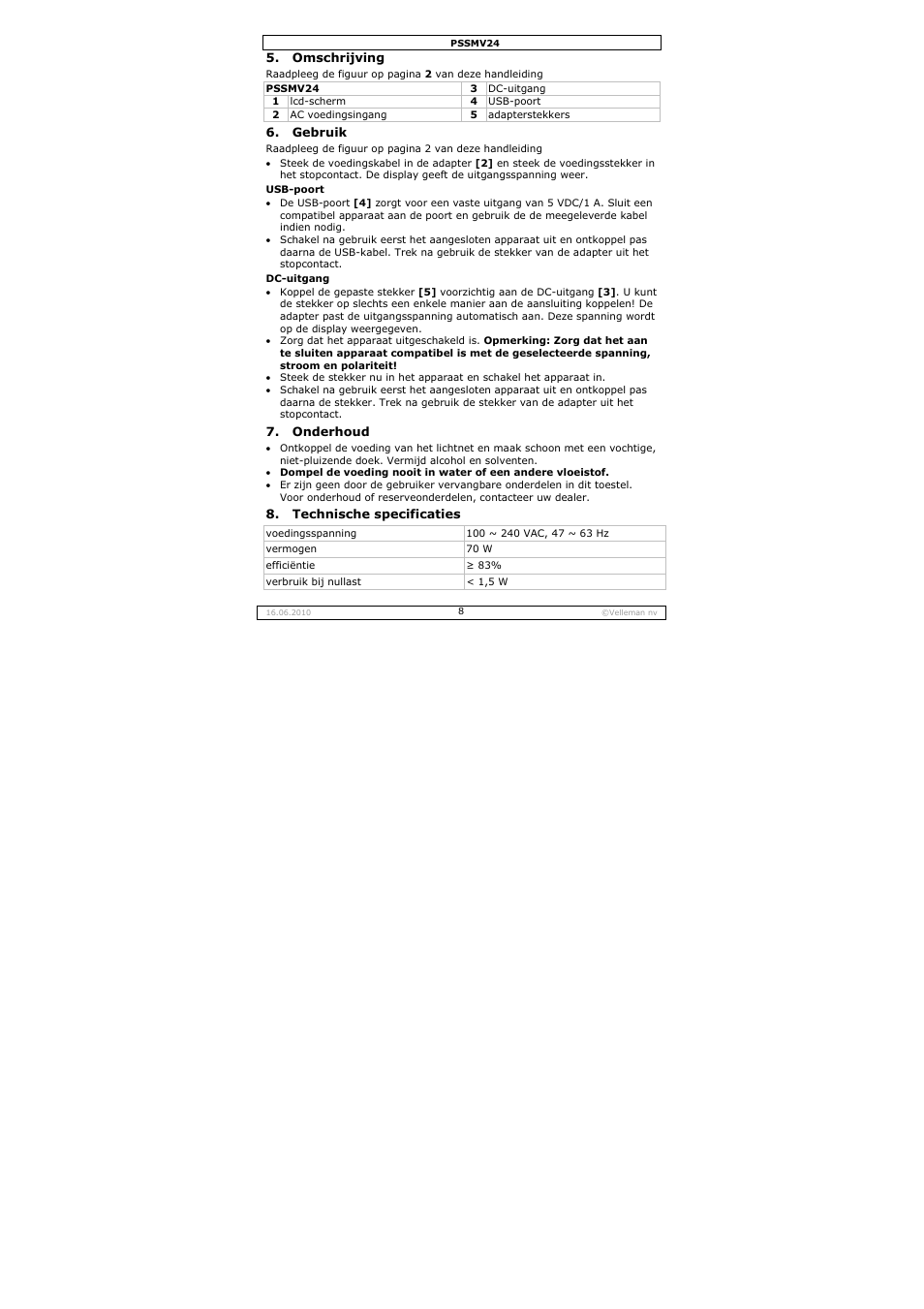 Velleman PSSMV24 User Manual | Page 8 / 23