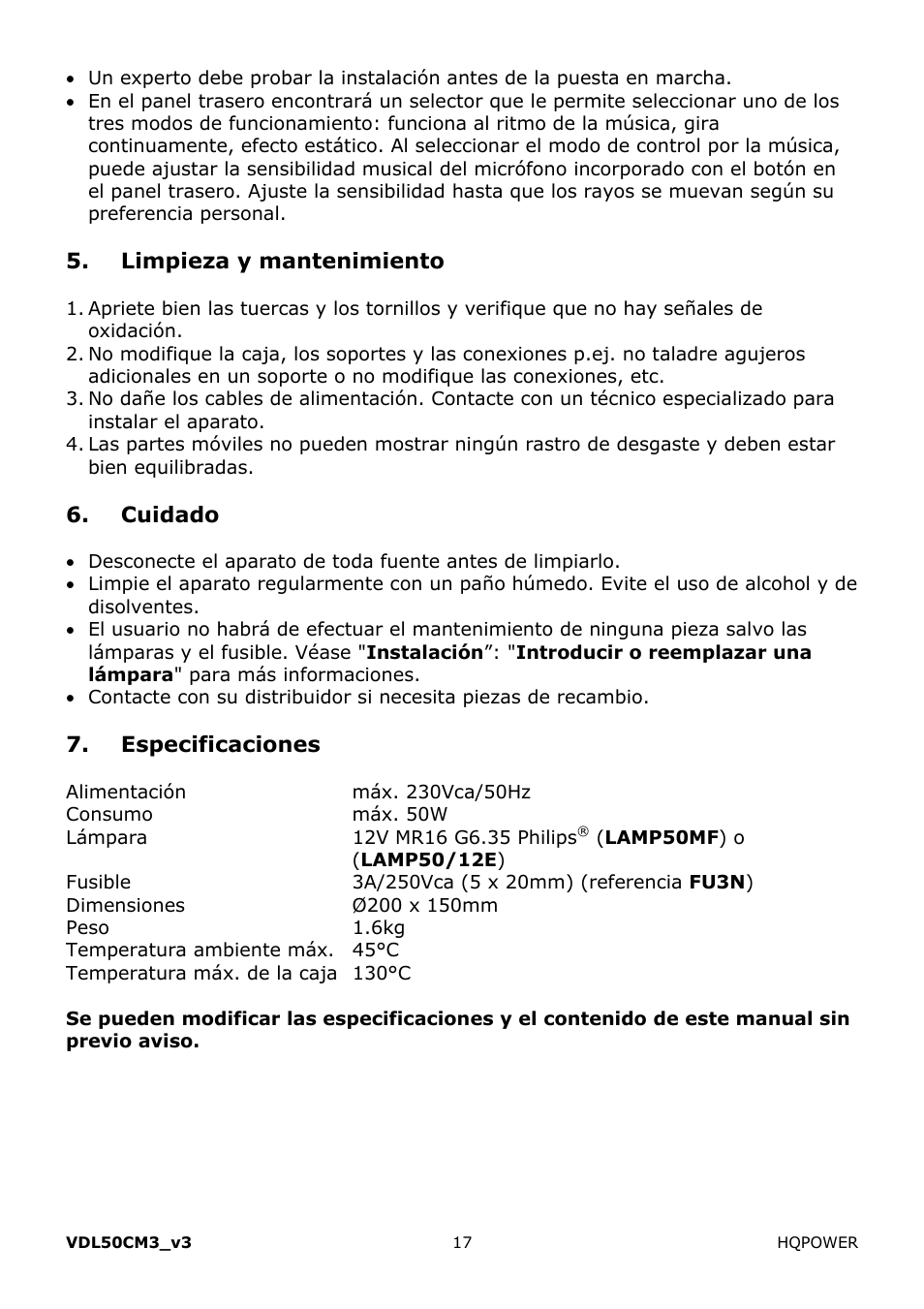 Velleman VDL50CM3 User Manual | Page 17 / 22