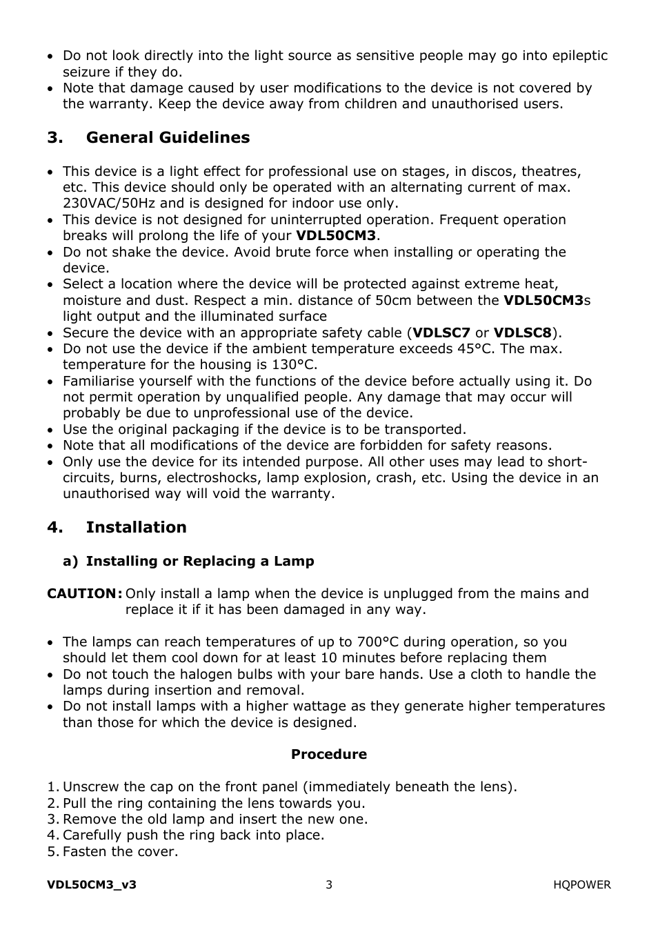 Velleman VDL50CM3 User Manual | Page 3 / 22