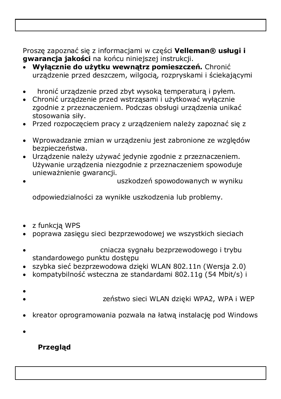 Informacje ogólne, Cechy, Przegląd | Velleman WIFIR3 User Manual | Page 115 / 145