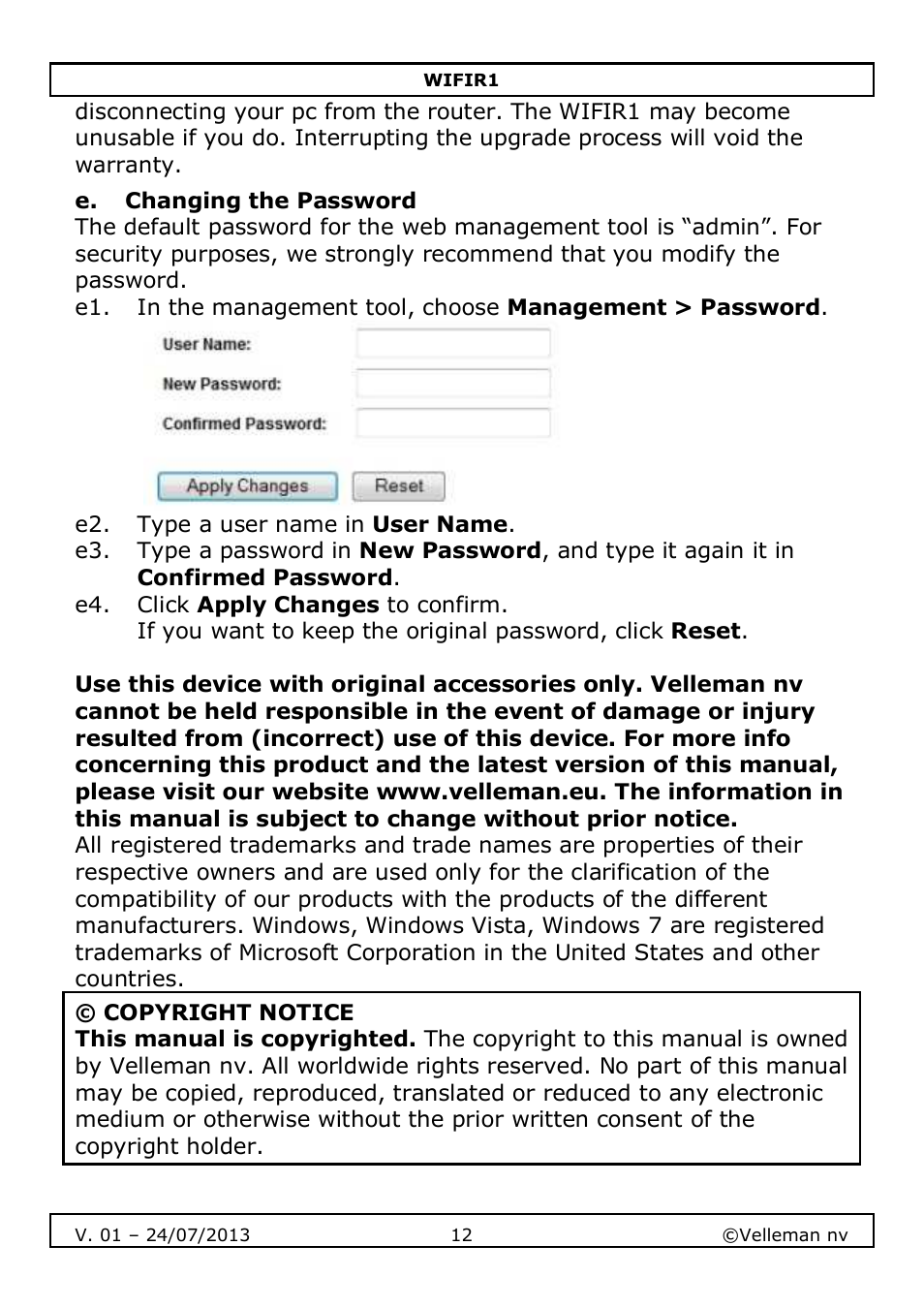 Velleman WIFIR1 User Manual | Page 12 / 55