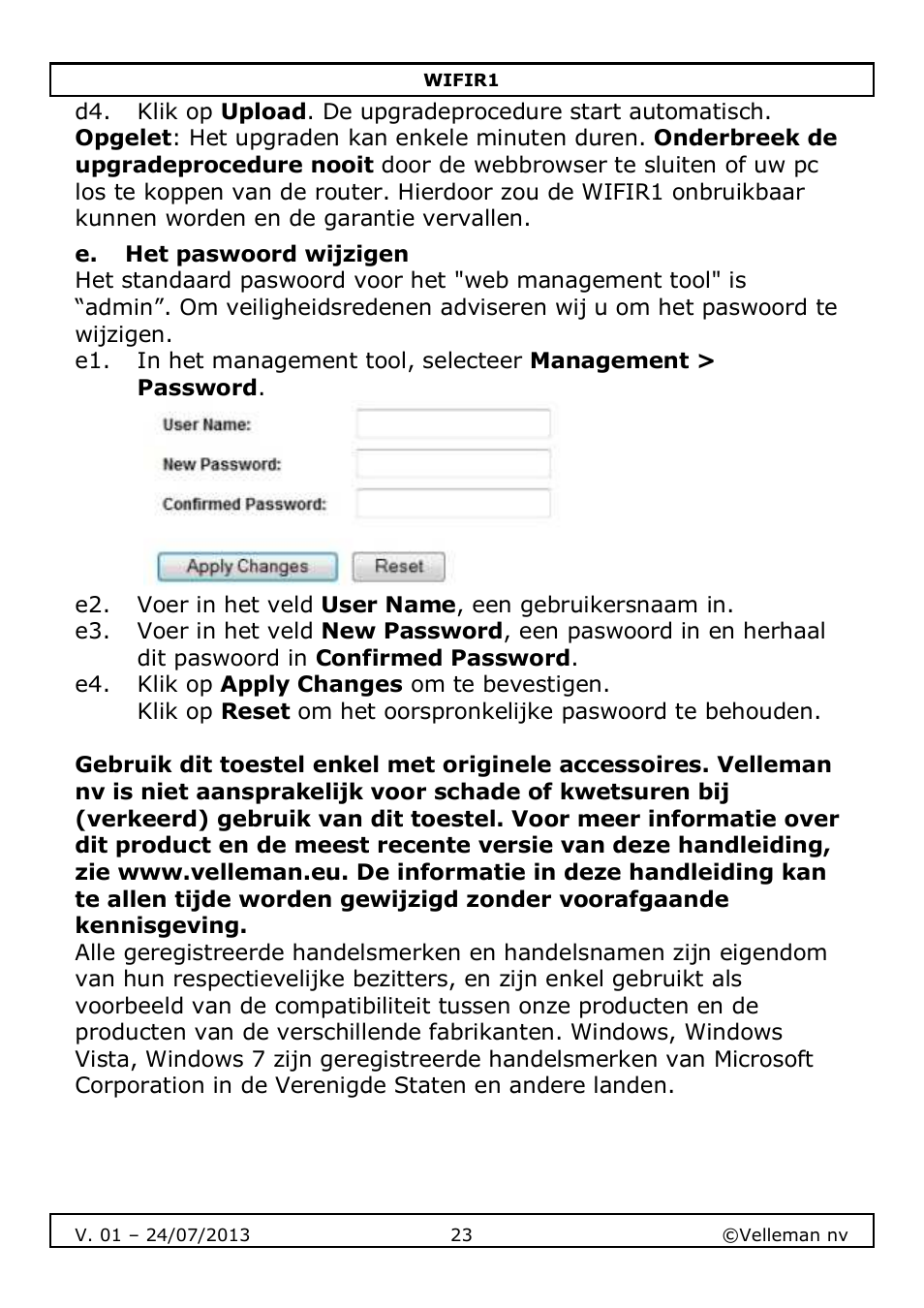 Velleman WIFIR1 User Manual | Page 23 / 55