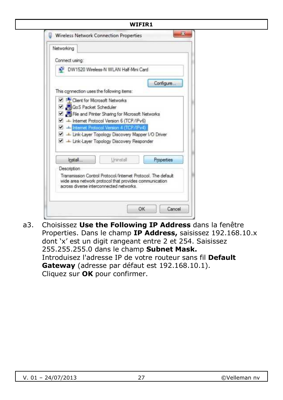 Velleman WIFIR1 User Manual | Page 27 / 55