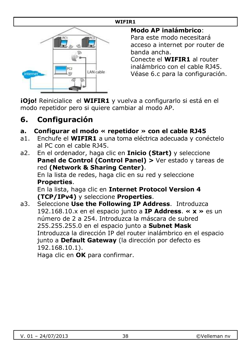 Velleman WIFIR1 User Manual | Page 38 / 55