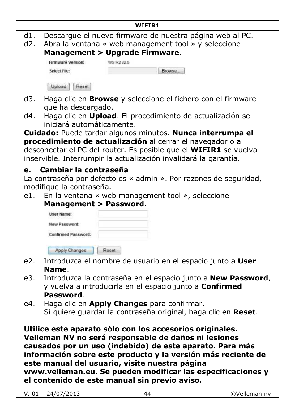 Velleman WIFIR1 User Manual | Page 44 / 55