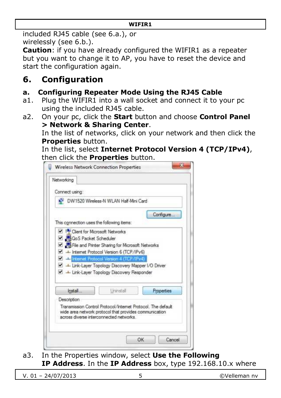 Velleman WIFIR1 User Manual | Page 5 / 55