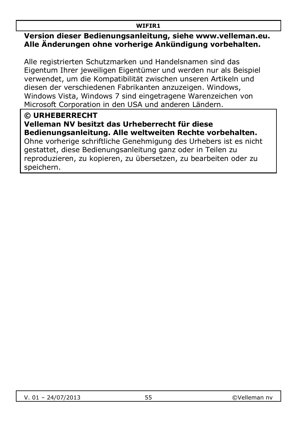 Velleman WIFIR1 User Manual | Page 55 / 55