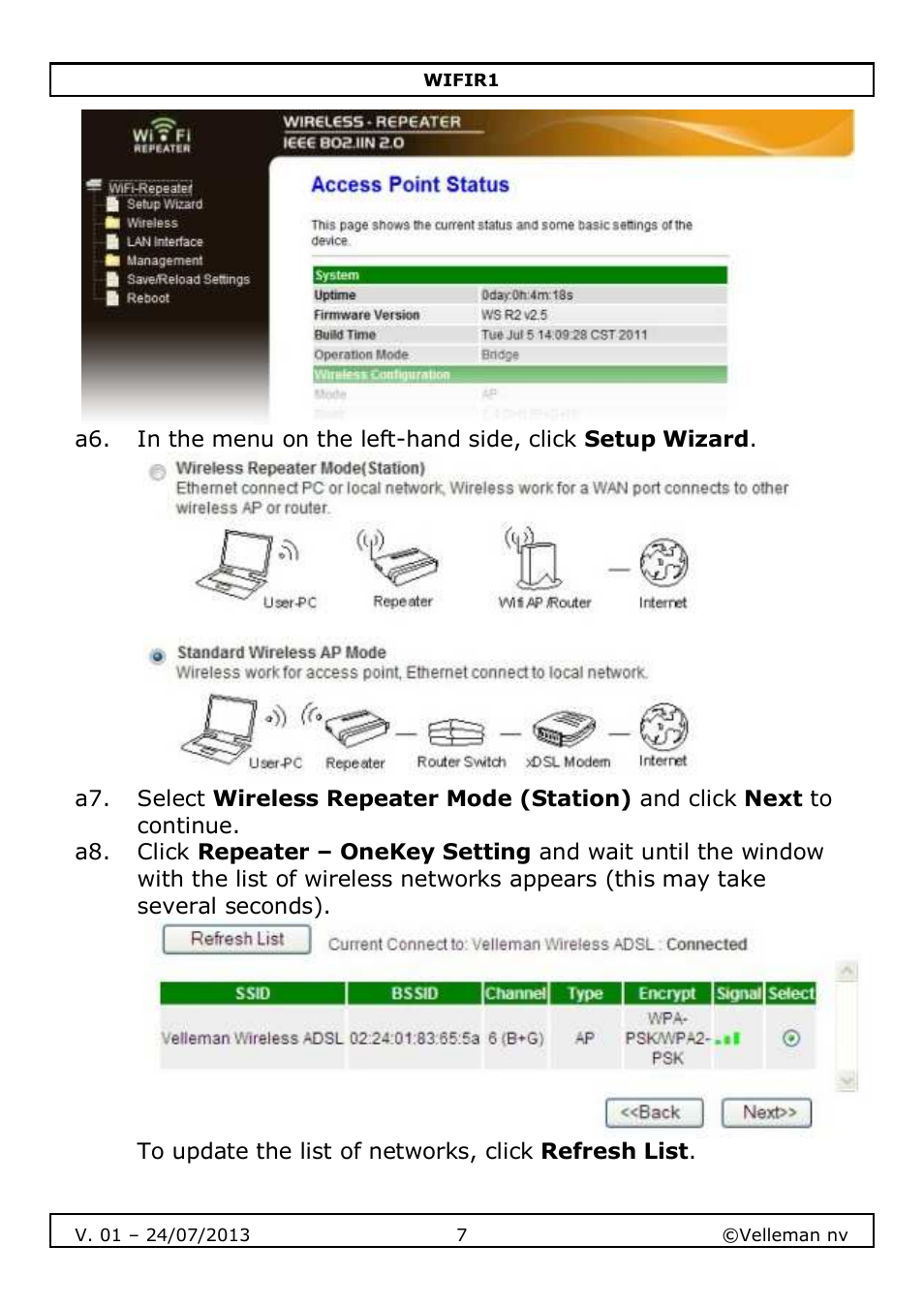 Velleman WIFIR1 User Manual | Page 7 / 55