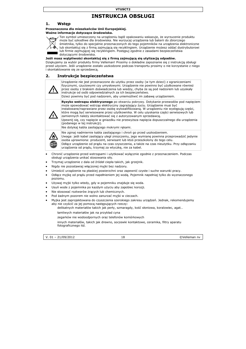 Instrukcja obsługi, Inst, Trukcja | A obsłu | Velleman VTUSCT2 User Manual | Page 18 / 23