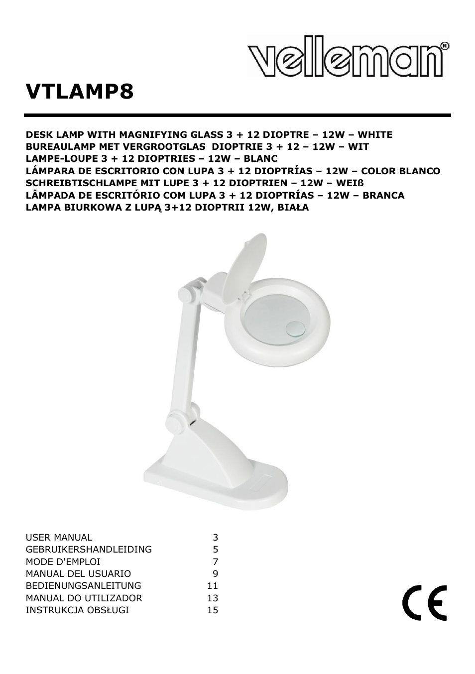 Velleman VTLAMP8 User Manual | 19 pages