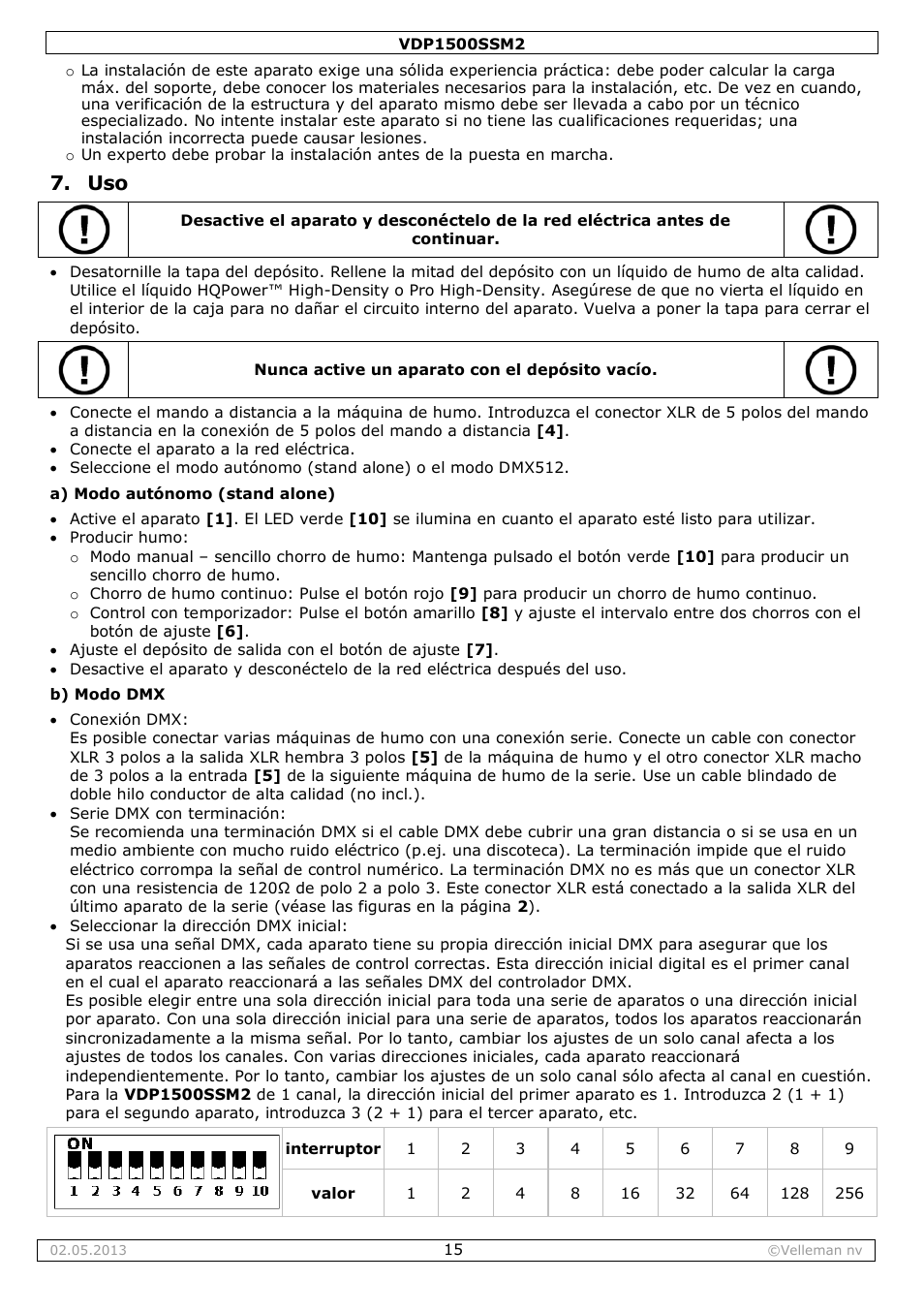 Velleman VDP1500SSM2 User Manual | Page 15 / 22