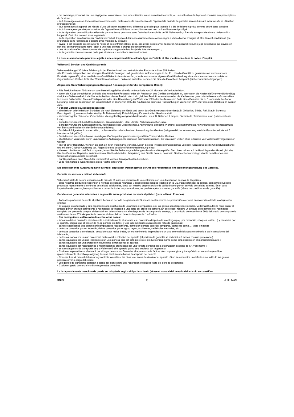 Velleman SOL9 User Manual | Page 13 / 14