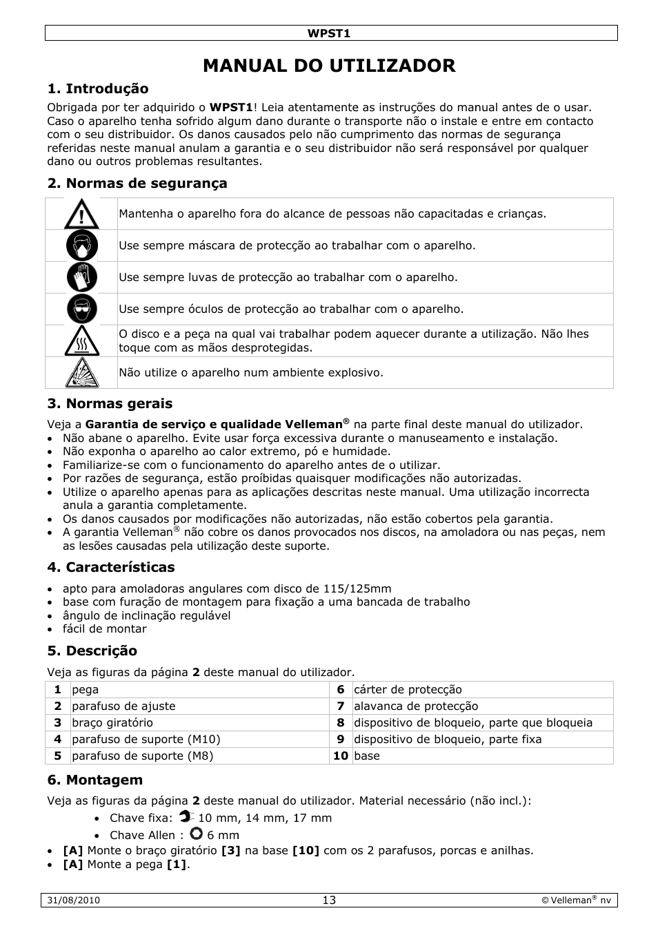 Nual d, Do ut, Ilizad | Velleman WPST1 User Manual | Page 13 / 17