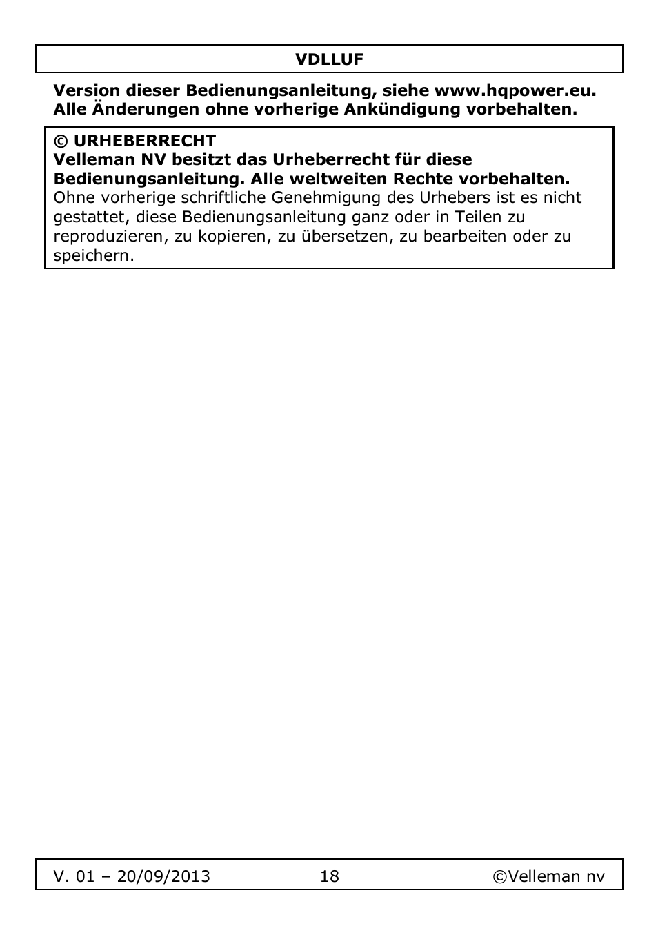 Velleman VDLLUF User Manual | Page 18 / 23