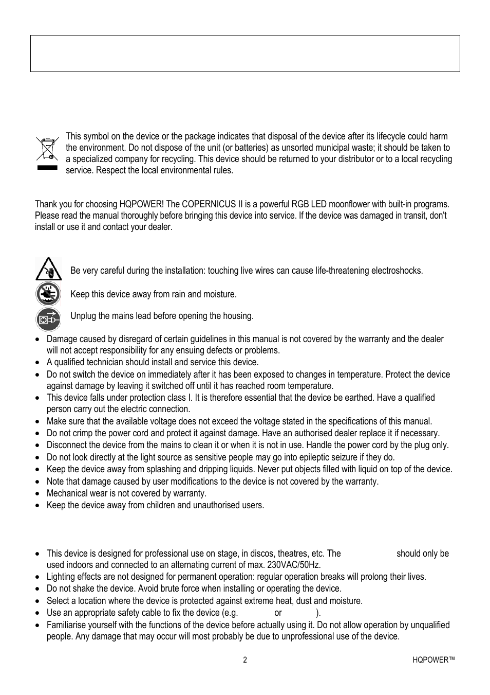 Velleman VDPL300MF4 User Manual | Page 2 / 32