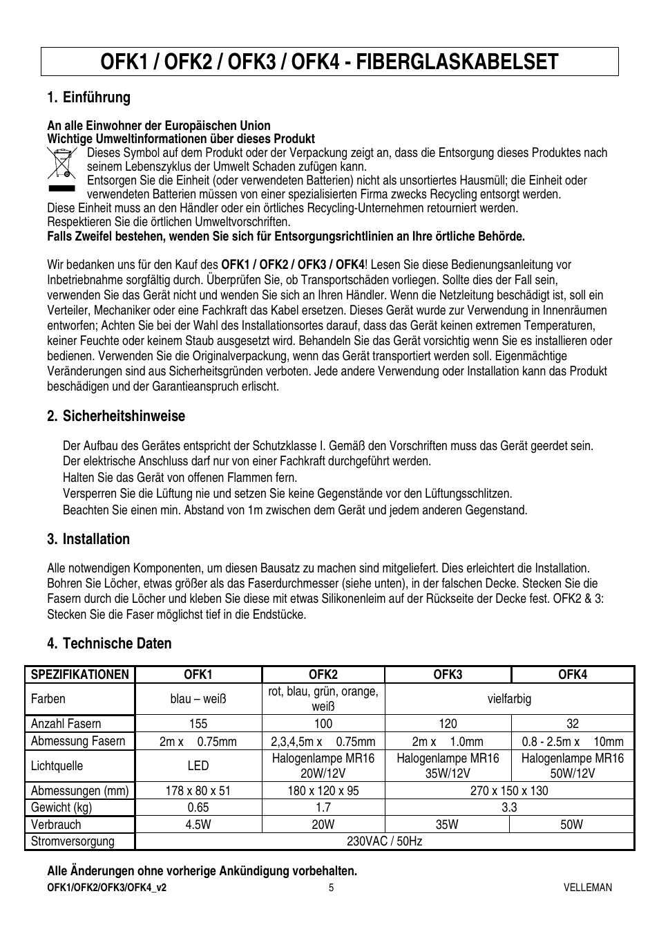 Ofk1 / ofk2 / ofk3 / ofk4 - fiberglaskabelset | Velleman OFKx User Manual | Page 5 / 5