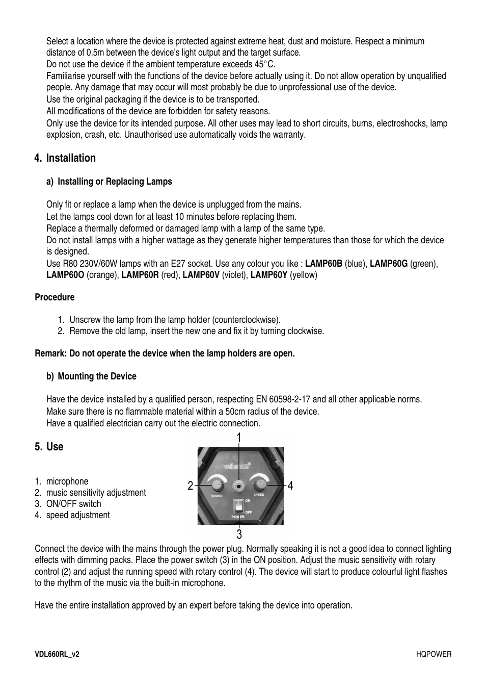 Velleman VDL660RL User Manual | Page 4 / 15