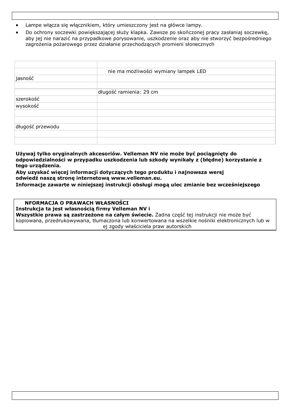 Specyfikacja techniczna | Velleman VTLLAMP5W User Manual | Page 15 / 18