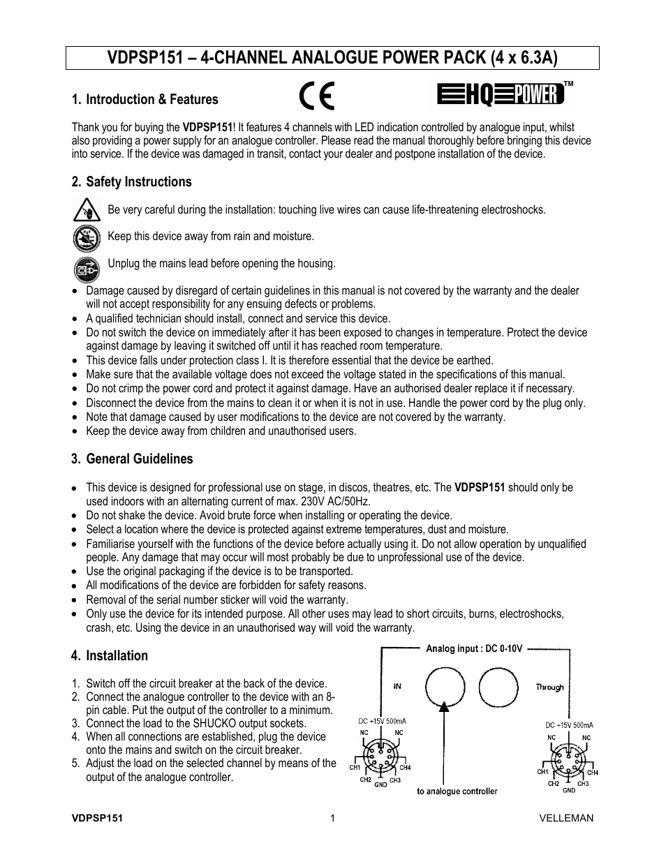 Velleman VDPSP151 User Manual | 10 pages