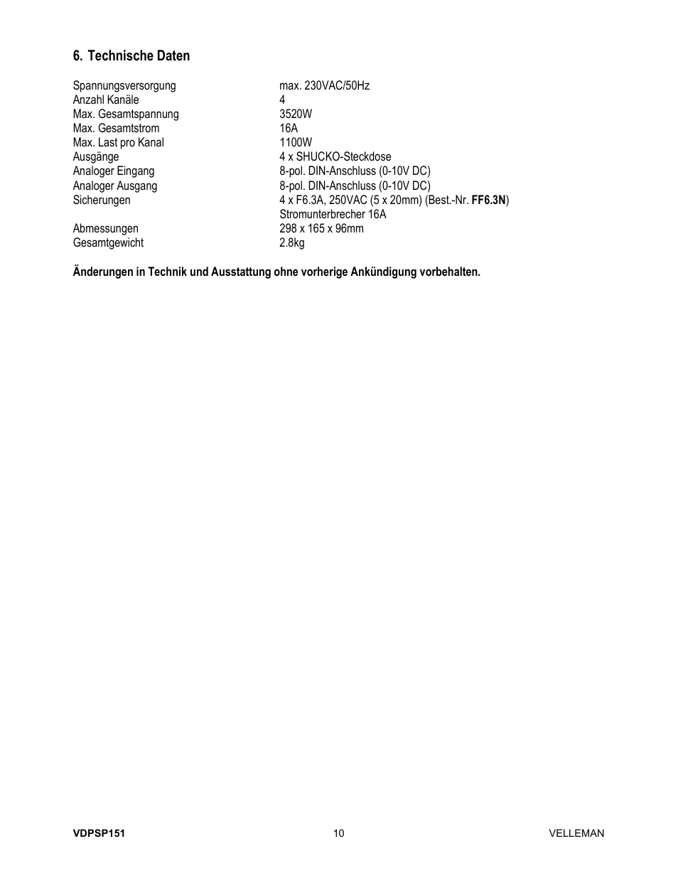 Velleman VDPSP151 User Manual | Page 10 / 10
