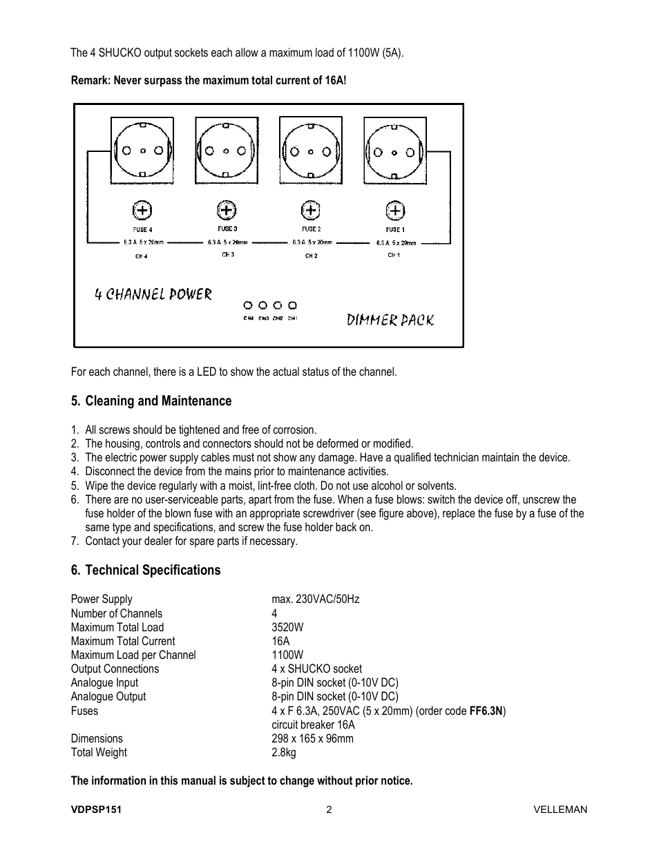 Velleman VDPSP151 User Manual | Page 2 / 10