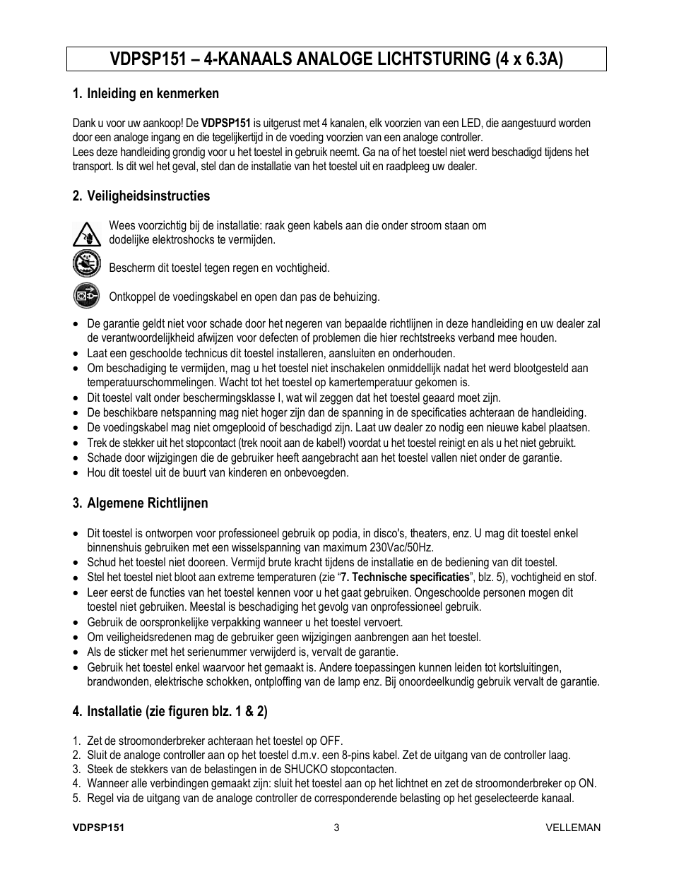 Velleman VDPSP151 User Manual | Page 3 / 10