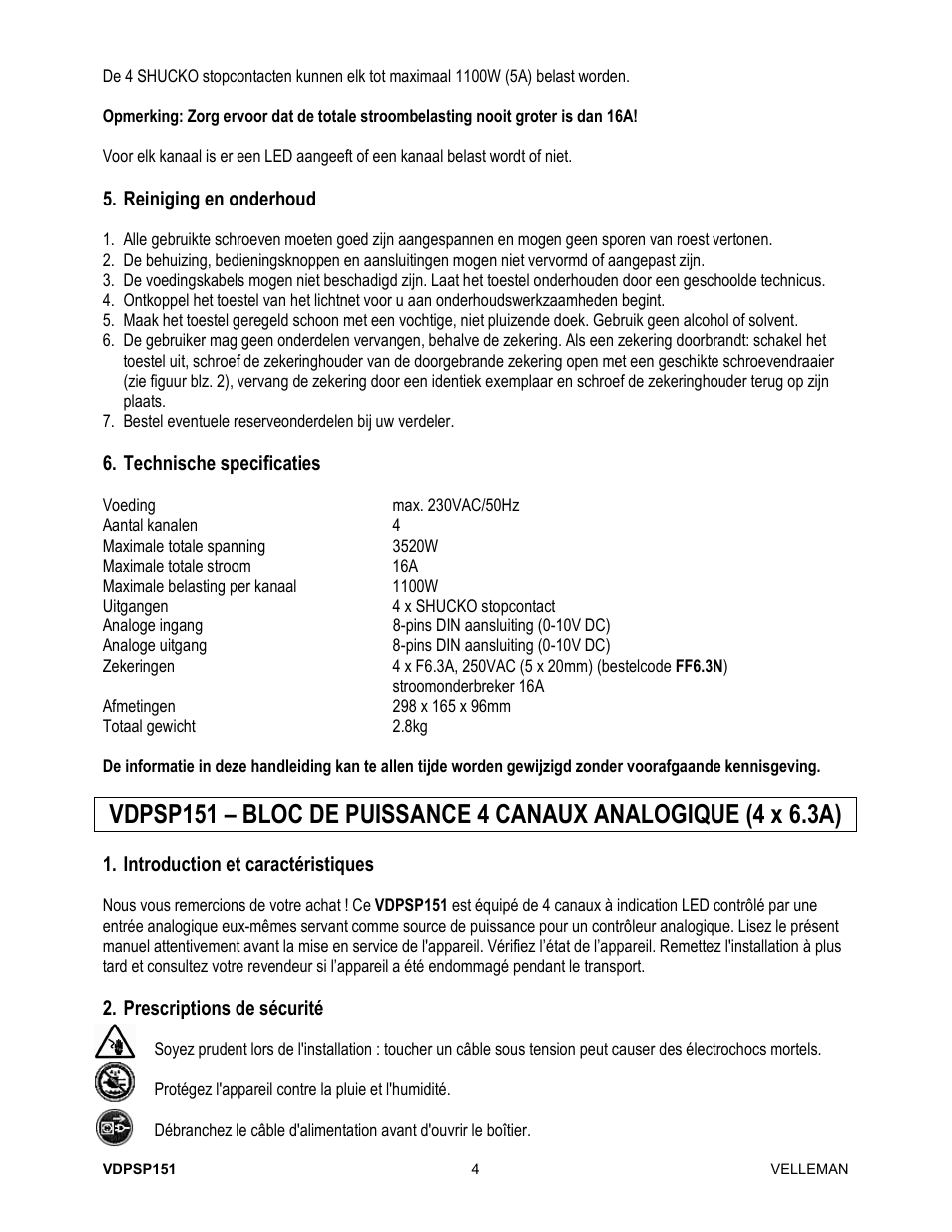 Velleman VDPSP151 User Manual | Page 4 / 10