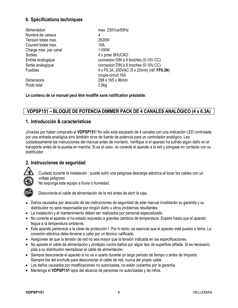 Velleman VDPSP151 User Manual | Page 6 / 10