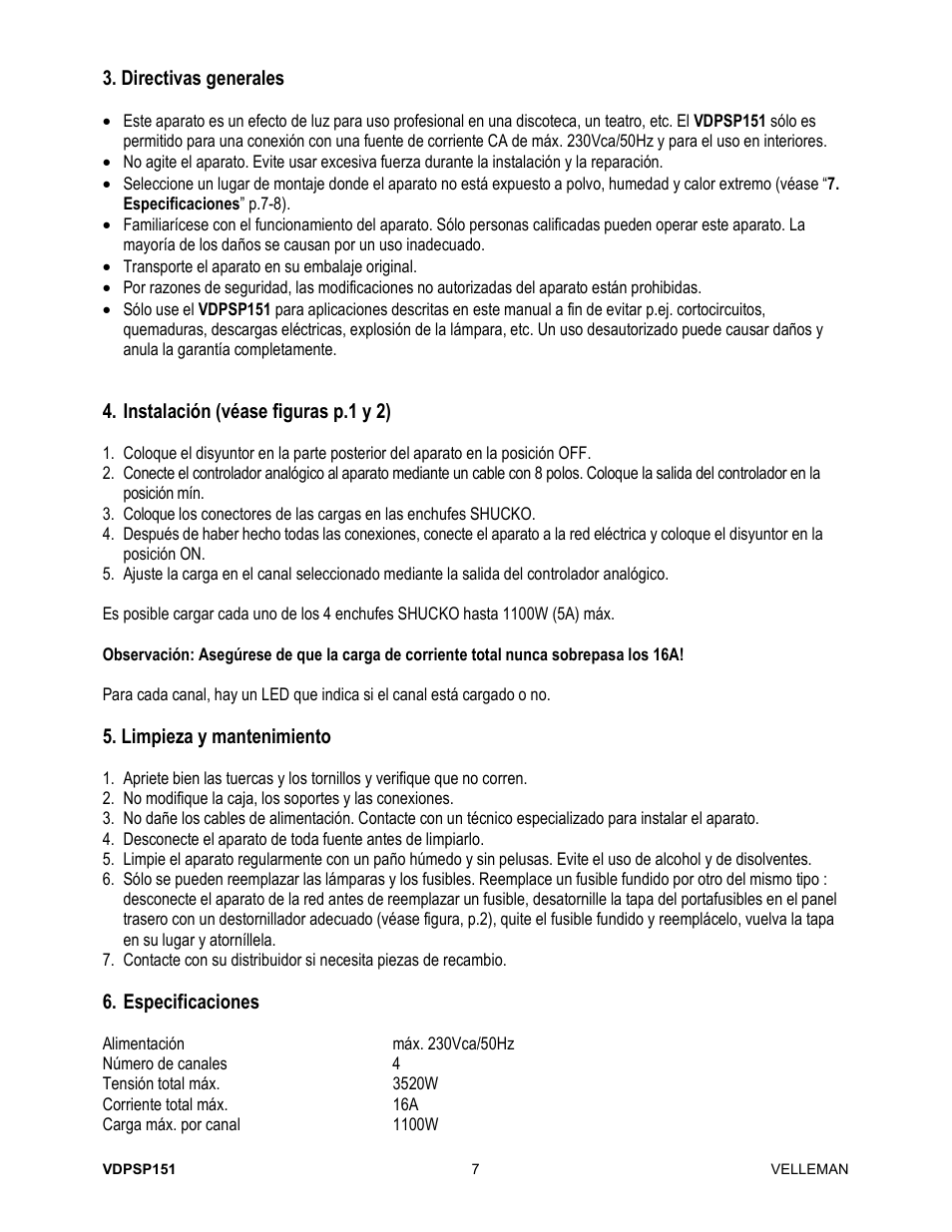 Velleman VDPSP151 User Manual | Page 7 / 10