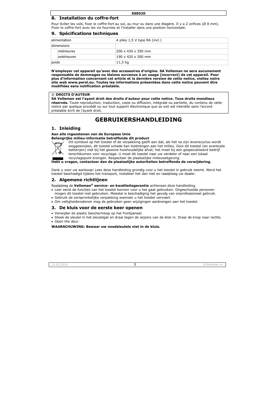 Gebru, Uikersha, Andleid | Ding | Velleman SSE020 User Manual | Page 5 / 14