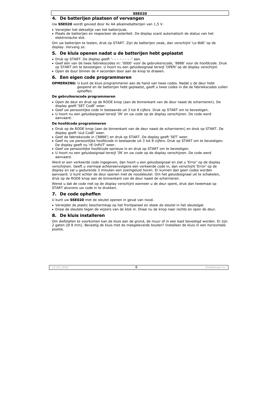 Velleman SSE020 User Manual | Page 6 / 14