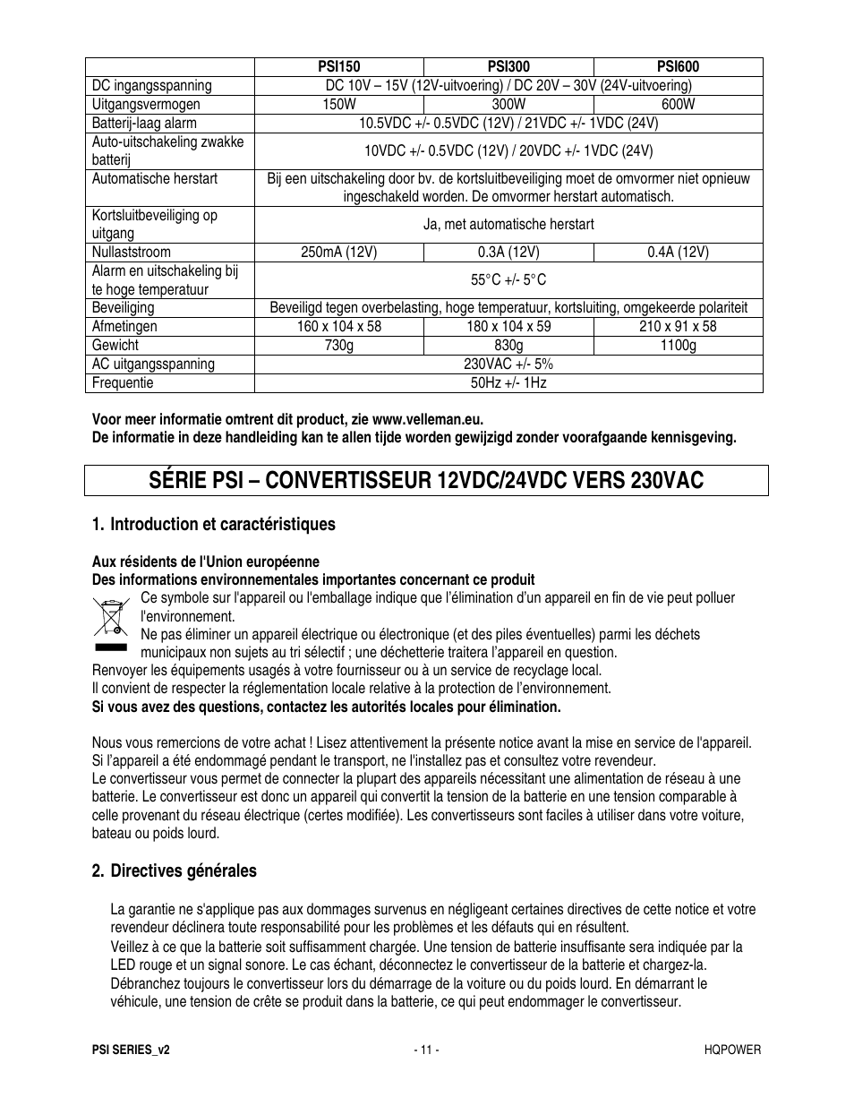 Velleman PSI600B User Manual | Page 11 / 29
