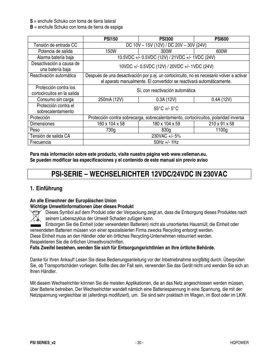 Velleman PSI600B User Manual | Page 20 / 29