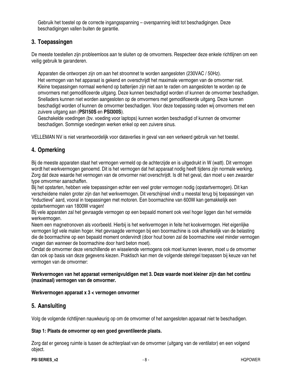Velleman PSI600B User Manual | Page 8 / 29