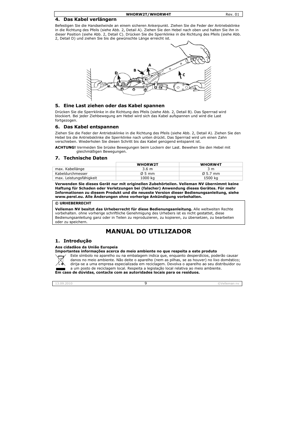 Manu, Ual do u, Utilizad | Velleman WHORW2T User Manual | Page 9 / 14