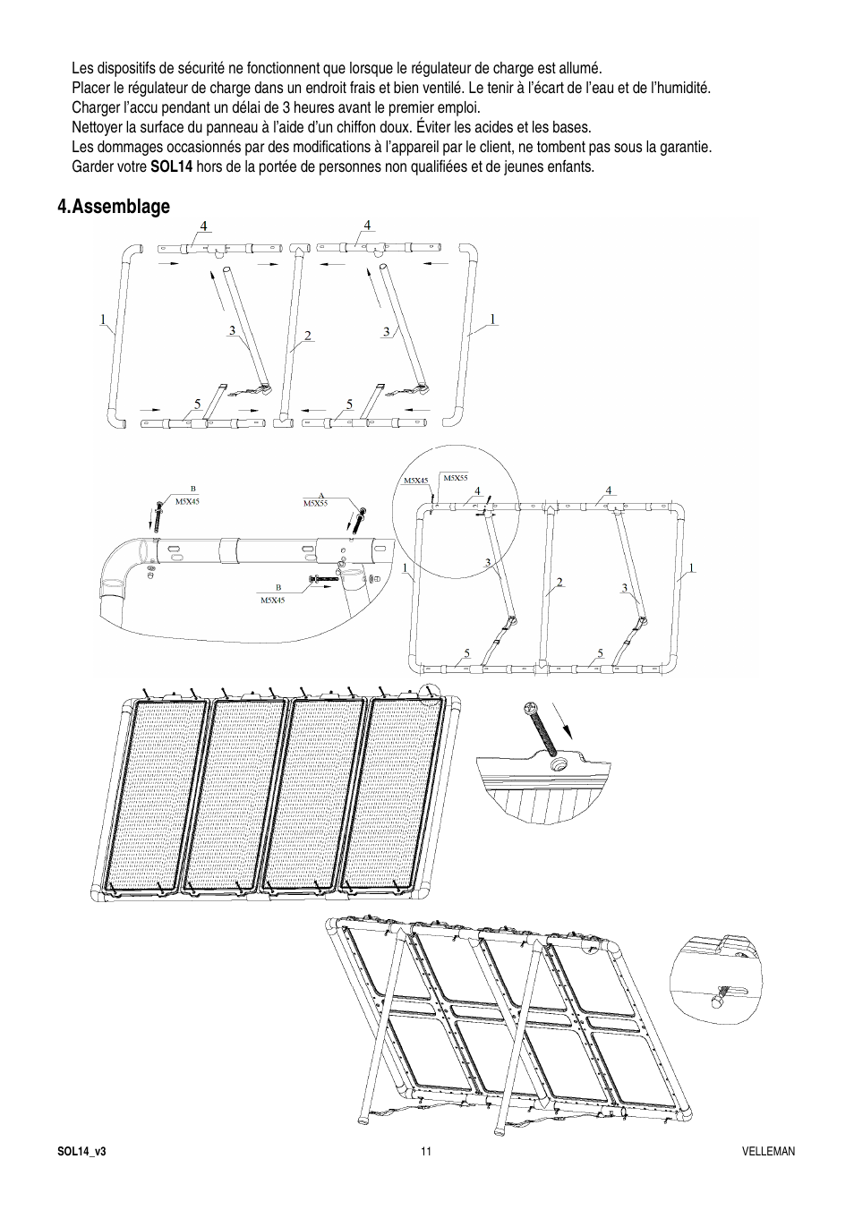 Assemblage | Velleman SOL14 User Manual | Page 11 / 24