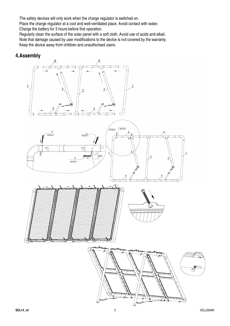 Assembly | Velleman SOL14 User Manual | Page 3 / 24