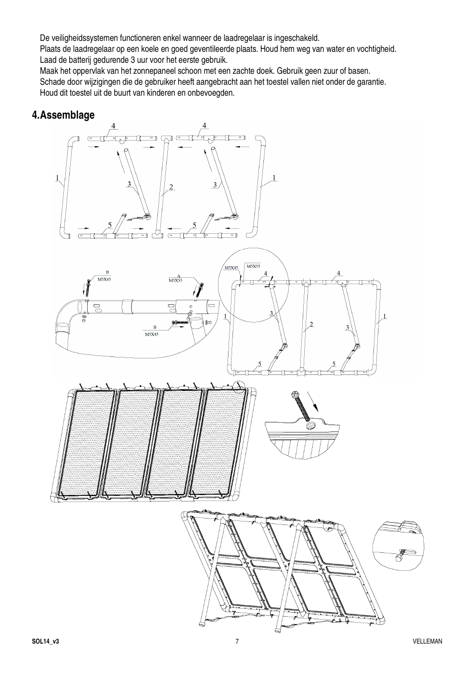 Assemblage | Velleman SOL14 User Manual | Page 7 / 24