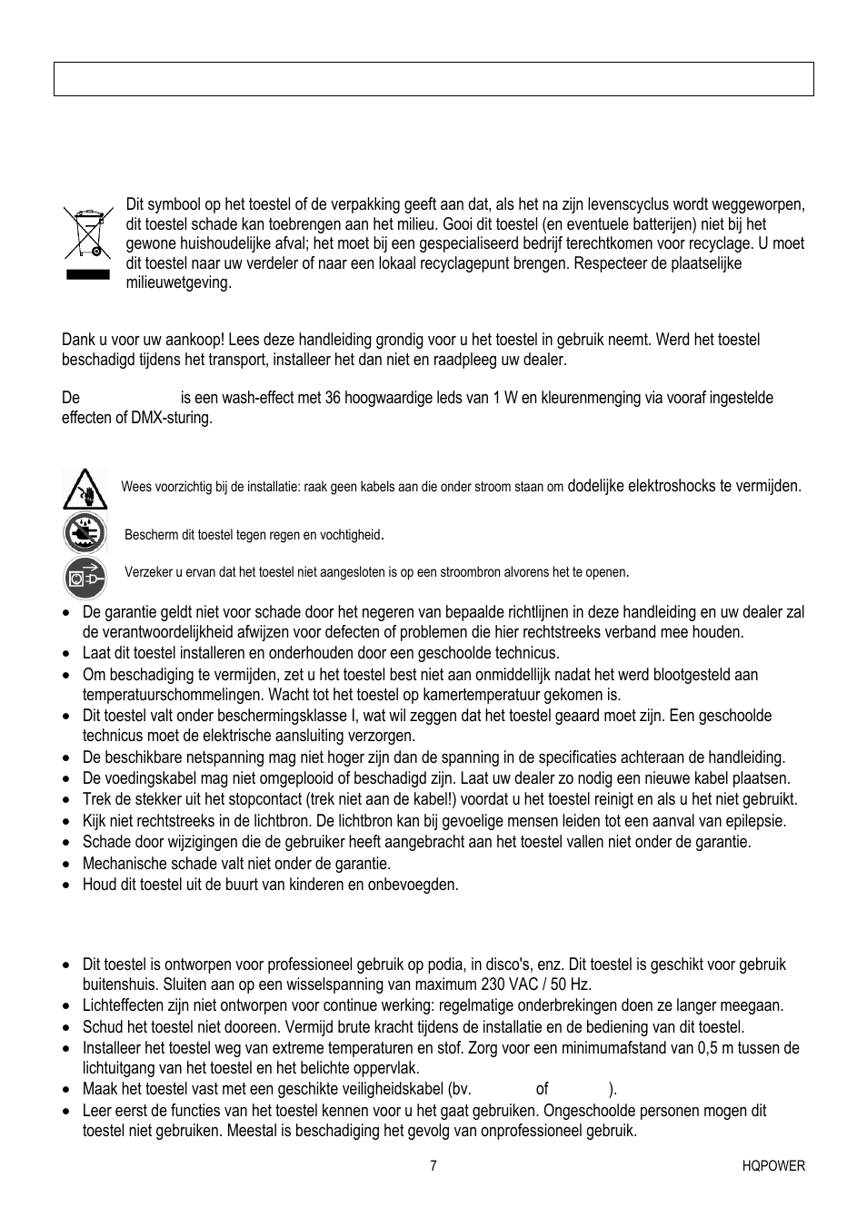 Inleiding, Veiligheidsinstructies, Algemene richtlijnen | Velleman VDPLOW3601 User Manual | Page 7 / 22