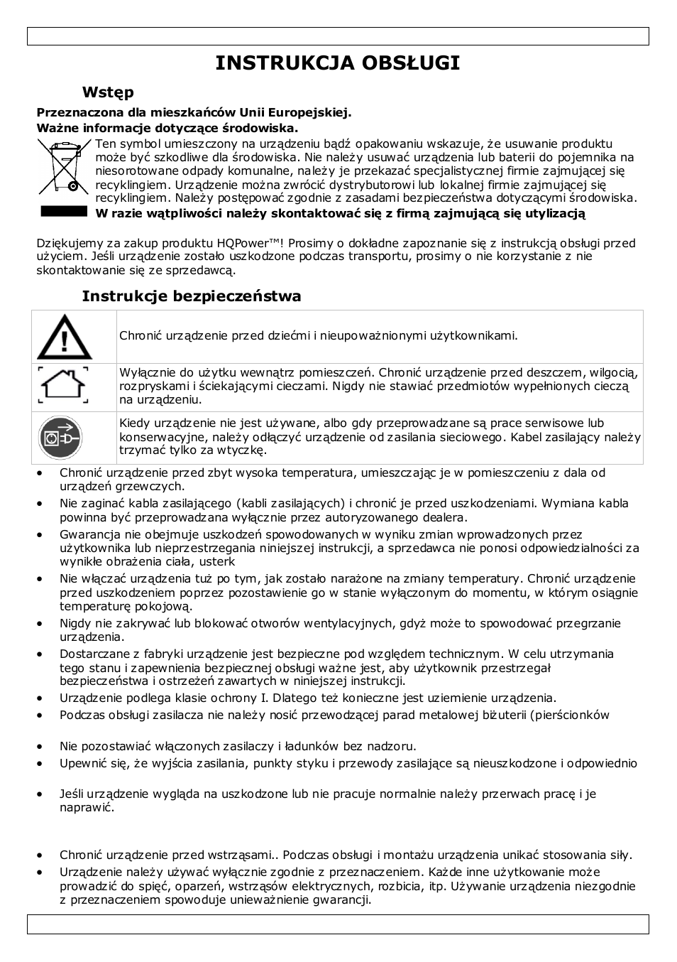Instrukcja obsługi, Wstęp, Instrukcje bezpieczeństwa | Informacje ogólne | Velleman PS603 User Manual | Page 13 / 17