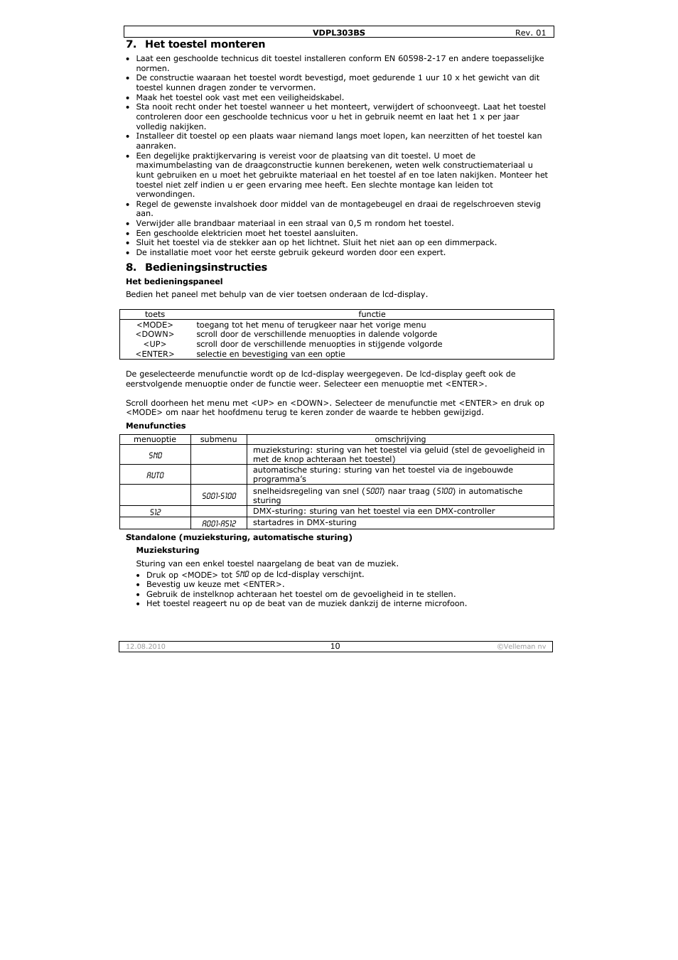Velleman VDPL303BS User Manual | Page 10 / 30