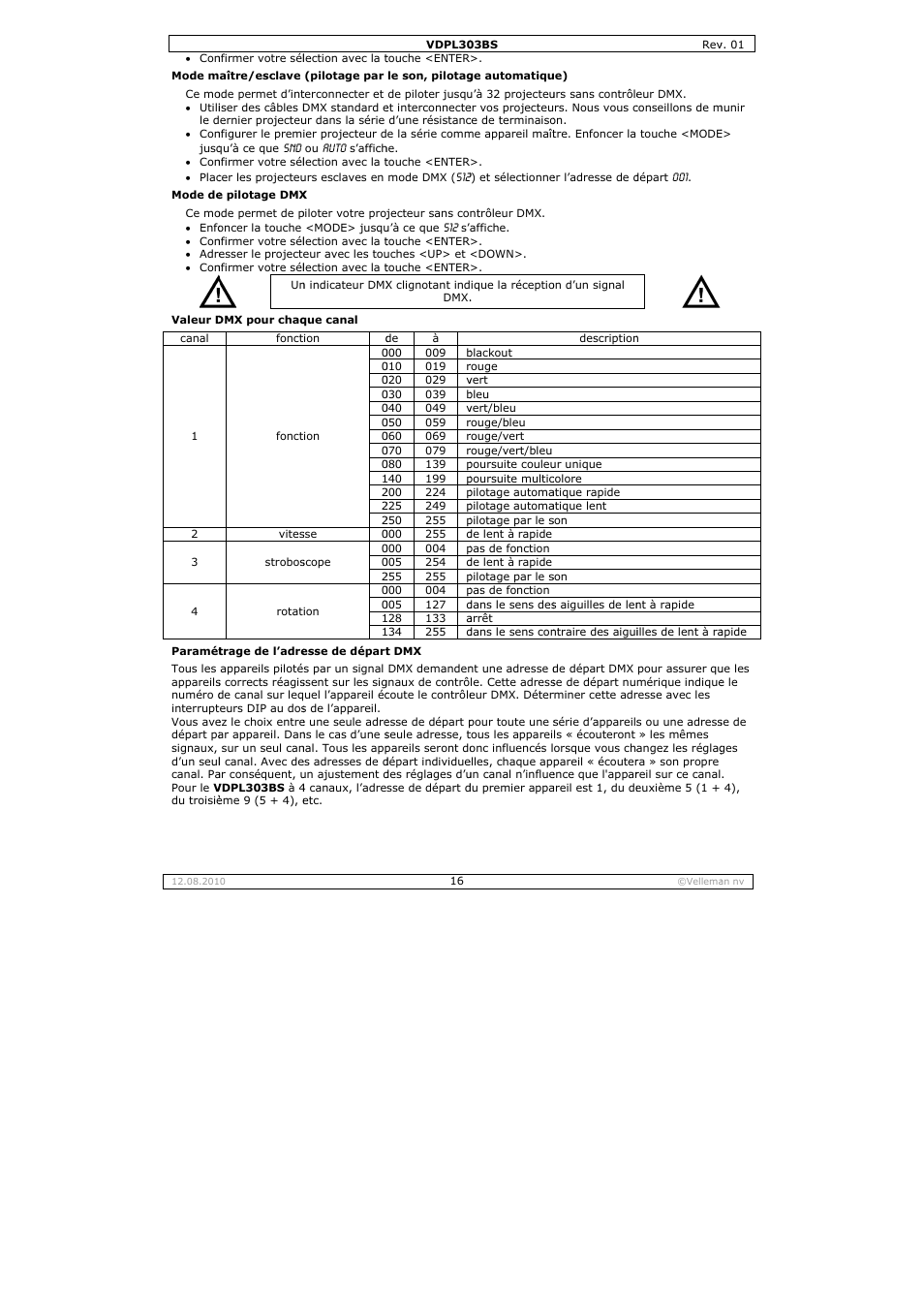 Velleman VDPL303BS User Manual | Page 16 / 30