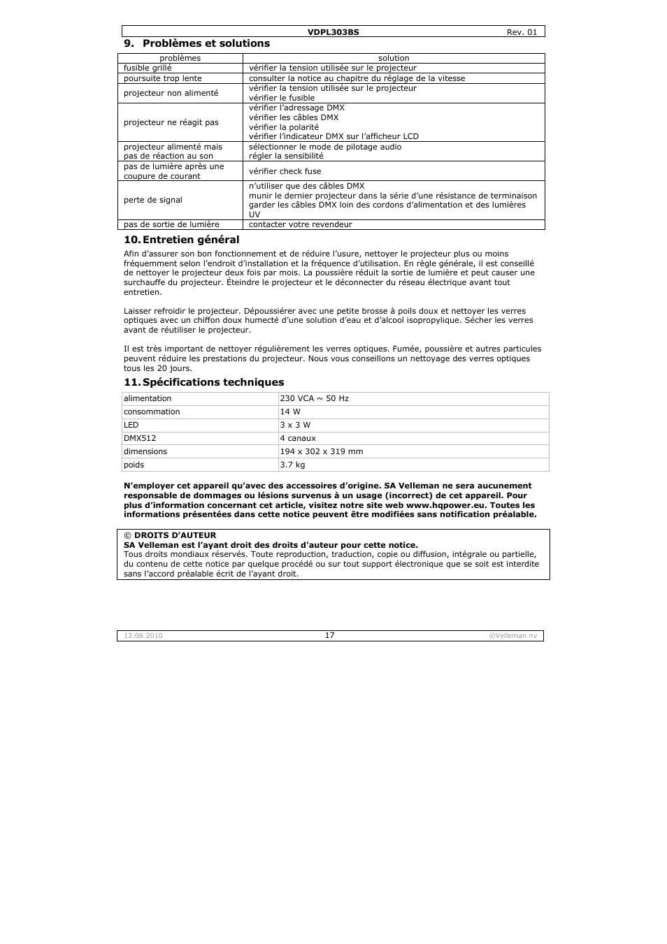 Velleman VDPL303BS User Manual | Page 17 / 30